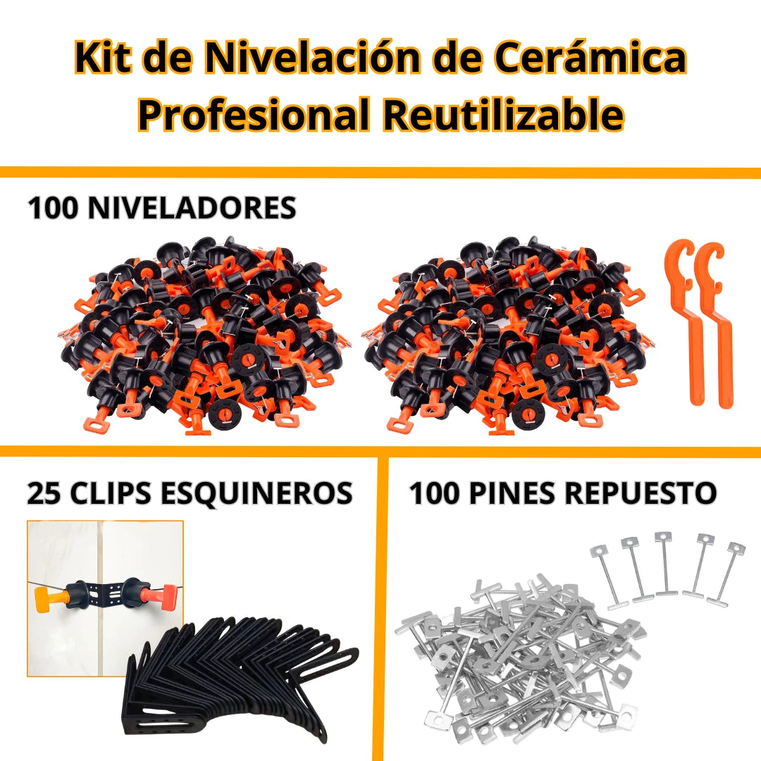 Kit de Nivelación de Cerámica Profesional Reutilizable – Enchapes perfectos en poco tiempo ⌚