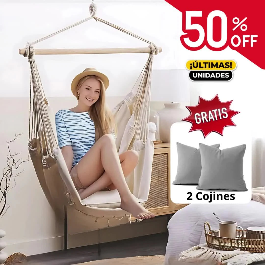 ✨ HAMACA SILLA SUPER PREMIUM + 2 COJINES GRATIS 🎁
