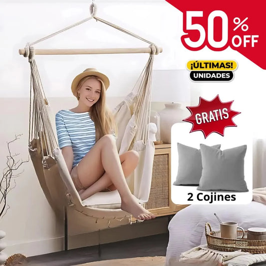 ✨ HAMACA SILLA SUPER PREMIUM + 2 COJINES GRATIS 🎁