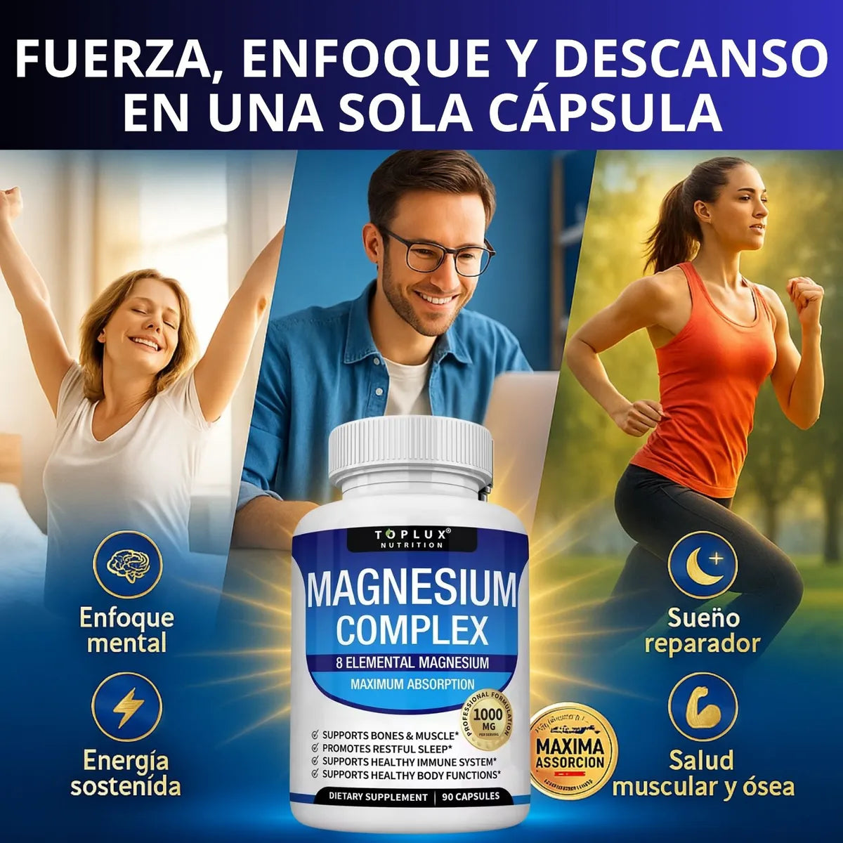 3 meses de Magnesium Complex  – ¡El Mineral Maestro! para llevar una vida sin límites.