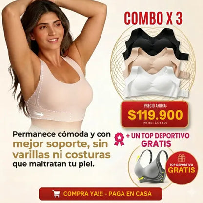 ✨ COMBO X 3 - Brasier Invisible 2 en 1  + 1 Top Deportivo GRATIS 🎁 😍