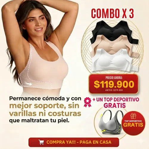 ✨ COMBO X 3 - Brasier Invisible 2 en 1  + 1 Top Deportivo GRATIS 🎁 😍