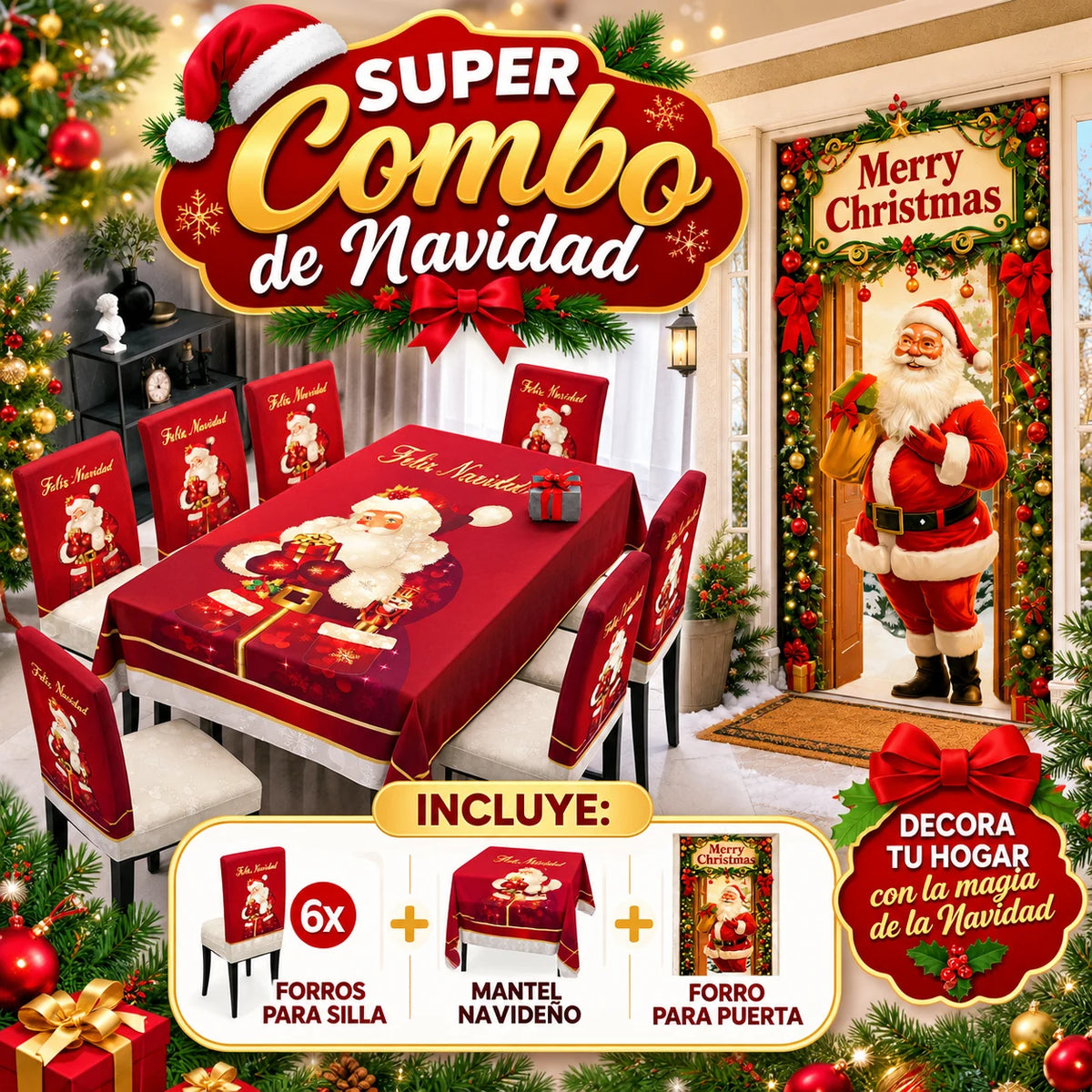 ⭐ ¡La Navidad se vive desde la entrada hasta el comedor! 🎅🏻 Decora tu hogar con el Super Combo Navideño 🎄
